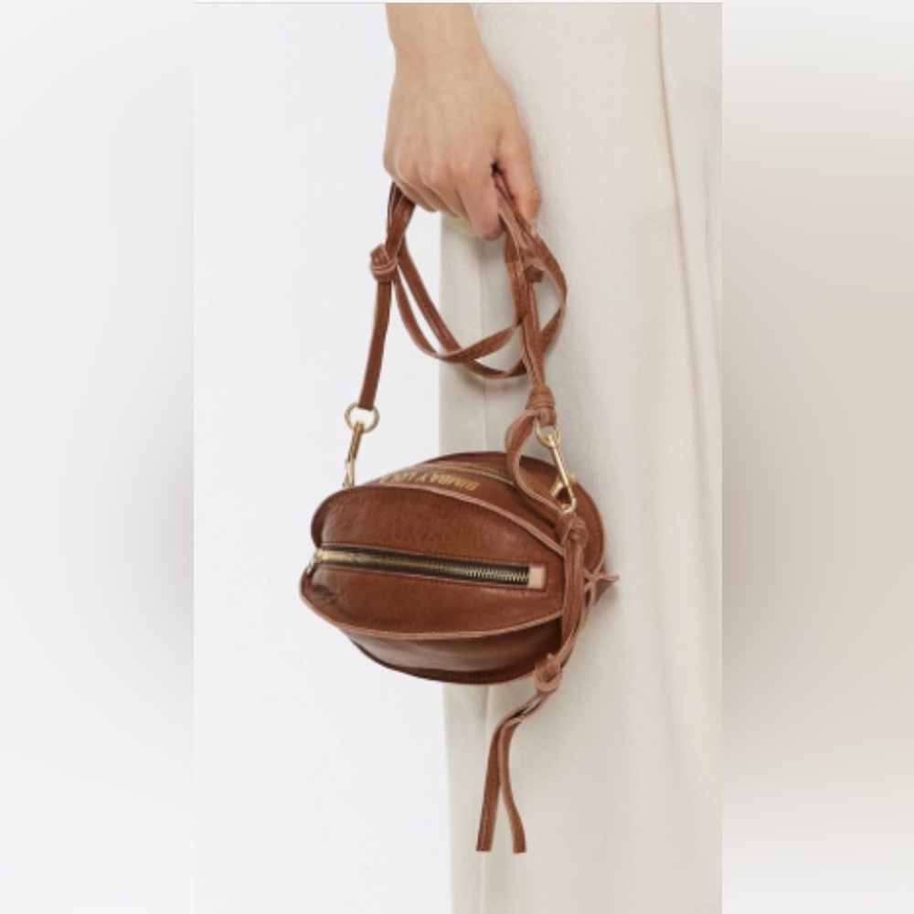 Bimba Y Lola Pelota Leather Football Crossbody Shoulder Bag in Chocolate